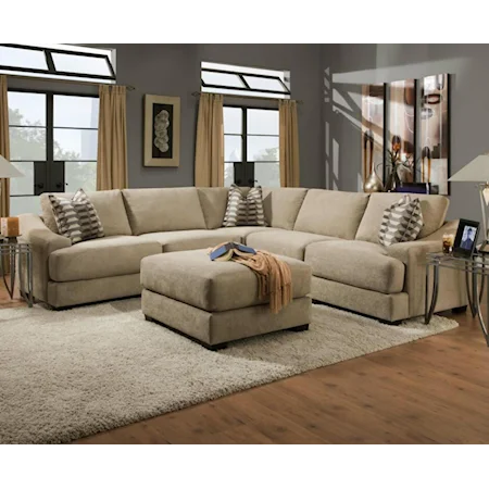Casual Sectional with Sloped Track Arms